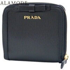 Prada VITELLO MOVE FI Bifold Wallet Double Sided Leather Nero Black